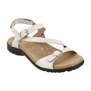 Taos Beauty 2 white metallic strappy comfort sandal